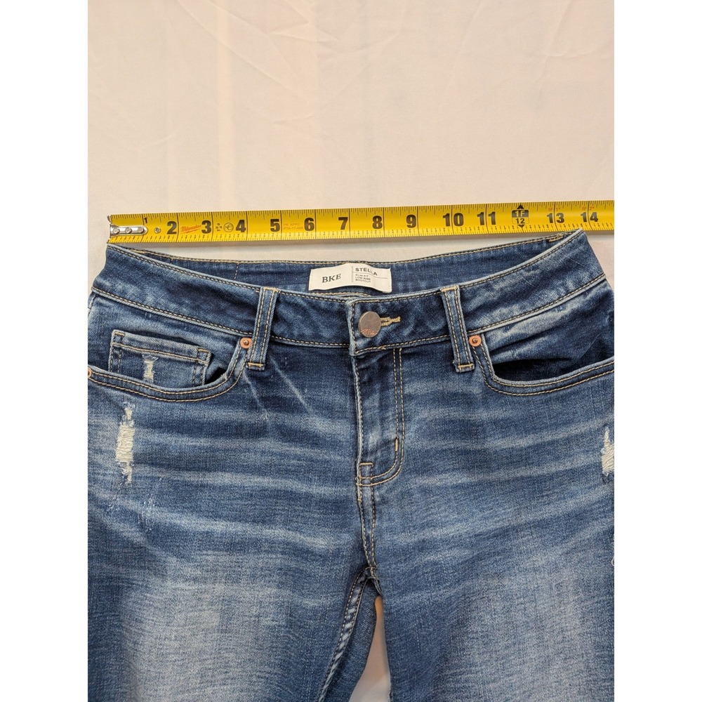 BKE Stella Low Rise Bootcut Jeans Distressed Medium Wash Blue Womens 27 x 29 1/2 - Picture 8 of 12